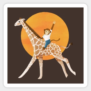 Giraffe and Monkey Sticker